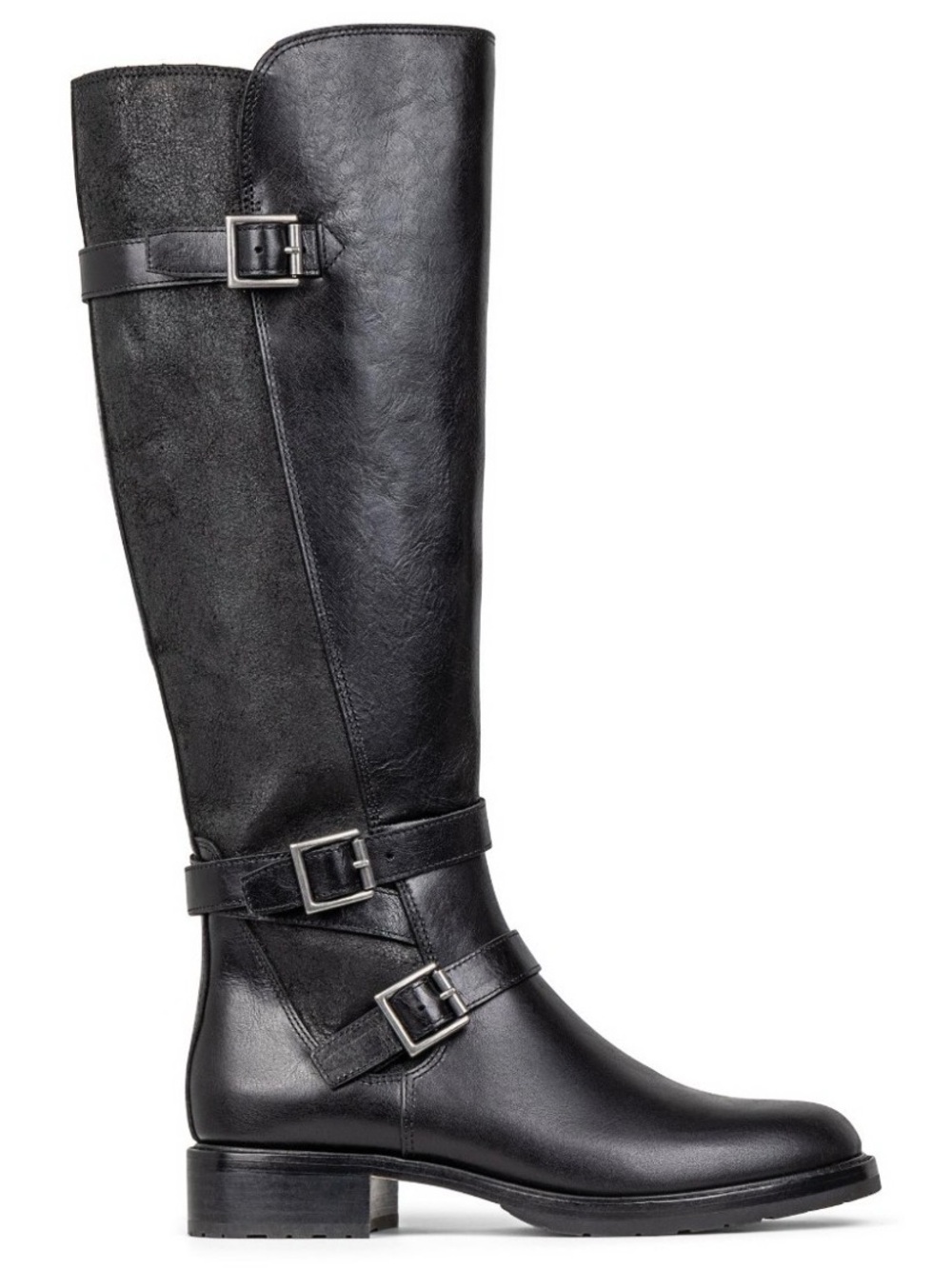 Black Leather Knee-High Boots